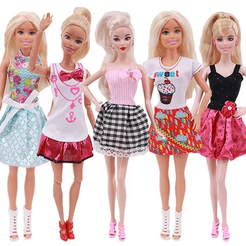 5Pcs/Lot Barbie Costum Fusta Casual Stil Acasă mai Multe Culori Diverse Stiluri, De 11 Inch Barbie Papusi Accesorii,DIY Jucărie pentru Copii
