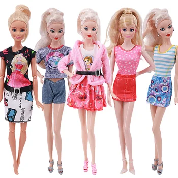 5Pcs/Lot Barbie Costum Fusta Casual Stil Acasă mai Multe Culori Diverse Stiluri, De 11 Inch Barbie Papusi Accesorii,DIY Jucărie pentru Copii
