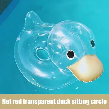 Gonflabile Înot Pentru Copii Inel De Gât Tub Inel Copilul Piscină Accesorii Float Drăguț Transparent Rață Forma Inel De Înot