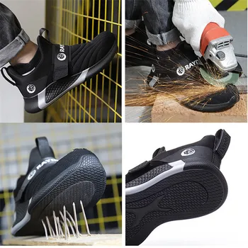 Oamenii de Protecție Cizme de protecție, Negru Slip-On Zbura Țesute Fețe, Ușor Anti-Sparge Și Anti-Piercing Siguranță Pantofi 2020