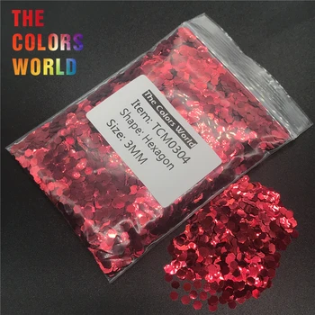 TCM0304 Vin Rosu Culoare Luciu Metalic Hexagonal Forma de Unghii Glitter Nail Art Decor Fata Sclipici Henna Manopera Material DIY