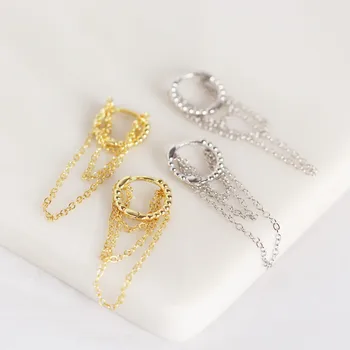 VREA Fierbinte Minimalist Multistrat Lanț Tassel Știfturi de Cercei pentru Femei Reale 925 Sterling Silver Accesorii Bijuterii Cadou