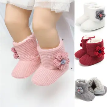 Copil Nou-Născut Fată Cald Iarna Bumbac Diamante Pantofi Cizme De Zapada Copii Copilul Infantil Termică Bowknot Pantofi Cu Talpă Moale Mocassins