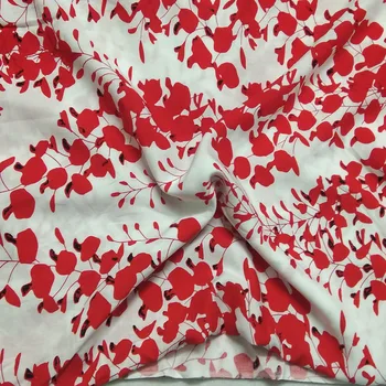 100x140cm Grațios Roșu Galben Flori Frunze Raionul Tesatura Vascoza Tesatura Moale Buna De Cămașă de Pânză Copii Rochie pijamale