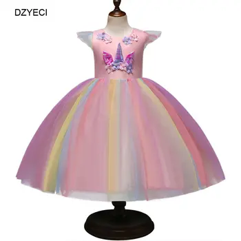 DZYECI Unicorn Costum Pentru Fetita Rochie Carnaval Copil Fantezie Rainbow Party Tunica Copilul Elegant Rochie Deghizare Formale Elza 10854