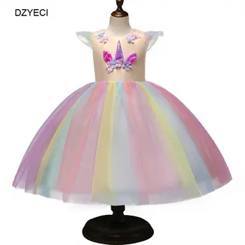 DZYECI Unicorn Costum Pentru Fetita Rochie Carnaval Copil Fantezie Rainbow Party Tunica Copilul Elegant Rochie Deghizare Formale Elza