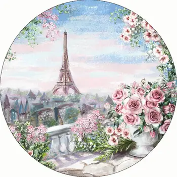 Funnytree Turn din Paris a Crescut cer pictură Cerc Rotund Fondul acoperi Petrecerea de Nunta Fundal Floral Decor Acasă
