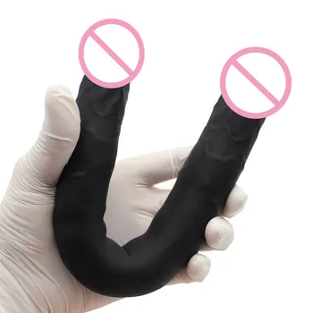 Super Timp Real de Silicon Vibrator cu două Capete Penis artificial sex Masculin Penis Artificial Homosexuali Jucarii Sexuale Lesbia Sex Produsele pentru Femei