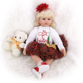 KEIUMI Renăscut Baby Doll 60 cm Silicon Moale Realiste Papusa Printesa Cu Parul Blond Fete Brinquedo Cadou de Crăciun Jucării Toddler