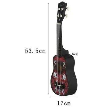 IRIN 21 inch 15 Freturi Soprano Ukulele Uke 4 Corzi de Nailon Chitara Bass Delfin Model Universal Instrument Acustic negru+re