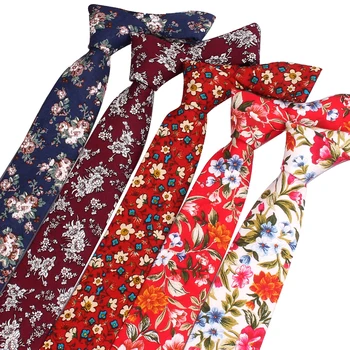 Oamenii Lega De Bumbac Cravate Pentru Barbati Femei Formale Print Floral Legături Pentru Petrecerea De Nunta Slab Mirele Legături De Gât Corbatas Hombre Cravat