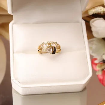 Coreeană nou design de moda bijuterii de cupru rafinat zircon incrustate metal de dragoste în stil feminin open degetul arătător ring
