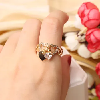 Coreeană nou design de moda bijuterii de cupru rafinat zircon incrustate metal de dragoste în stil feminin open degetul arătător ring