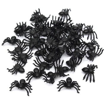 50PCS/Lot Halloween Casa Bantuita Prop Decor de Masă de Plastic Artificiale de Simulare Păianjen amuzant Truc Glumă Jucărie Petrecere