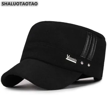 SHALUOTAOTAO Tendință Bărbați Plat Capac Îngroșa Lână/Simțit Căști de protecție Termică Militare Pălării Dimensiuni Reglabile Sport de Agrement Pălărie de Iarnă 11001