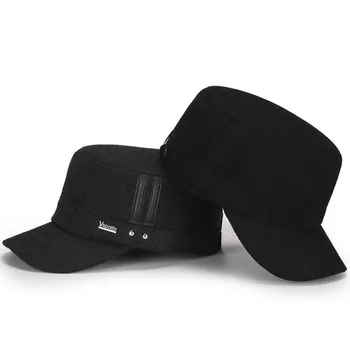 SHALUOTAOTAO Tendință Bărbați Plat Capac Îngroșa Lână/Simțit Căști de protecție Termică Militare Pălării Dimensiuni Reglabile Sport de Agrement Pălărie de Iarnă