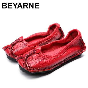 BEYARNE 2019 Femei Pantofi din Piele Mocasini Femei Culori Amestecate pantofi Casual Manual Moale Confortabil Pantofi Femei FlatsE003