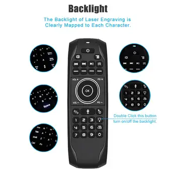 G7V PRO Multifuncțională Mini LED Backlit Giroscop Wireless Air Mouse-ul cu tastatura engleză 2.4 G de Voce Inteligent de Control de la Distanță