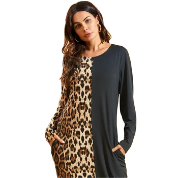 Moda Leopard De Imprimare Abaya Dubai Caftan Femeile Musulmane Maneca Lunga Rochie Maxi Islam Îmbrăcăminte Ramadan Arabe Partid Rochie Jilbab-Ul Robe