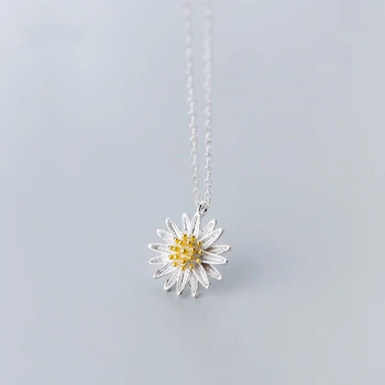 INZATT Real Argint 925 Galben Crizantema Pandantiv Colier Pentru Femei Fermecătoare Drăguț Bijuterii Fine de Flori Accesorii