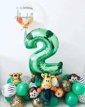 Fierbinte! 35pcs Animal Safari Petrecere Balon Verde Set Digital Baloane pentru Ziua de nastere de Copii Jungle Party Aniaml Pădure Decor Petrecere
