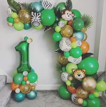 Fierbinte! 35pcs Animal Safari Petrecere Balon Verde Set Digital Baloane pentru Ziua de nastere de Copii Jungle Party Aniaml Pădure Decor Petrecere