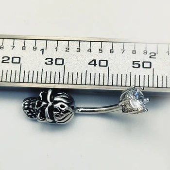 Argint 925 inel de Buric de moda punk skull Bar buric Piercing bijuterii 11170