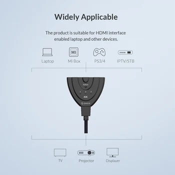 ORICO Compatibil HDMI Cabluri 3 in 1 Comutator 4k 30Hz Compatibil HDMI Splitter Cablu Adaptor 2.0/1.4 Versiunea Pentru PC, TV Box PS3 4