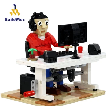BuildMoc Oraș Acțiune Figura Lucrător de Birou, Casa de Blocuri de Constructii MOC Creator Cifre Set de Cărămizi de Jucărie de Învățământ Pentru Copii Cadouri