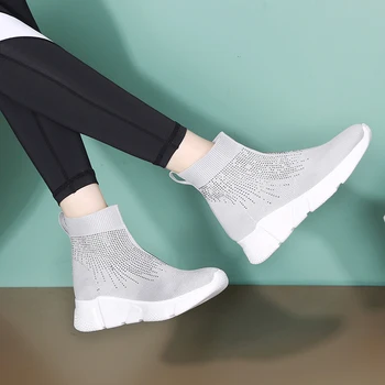 Adidasi Femei Pantofi de Dans Modern, Tango Confortabil de Fitness Pantofi Sport Fashion Fund Moale Pantofi de Lumină pentru Femei, Negru, Gri