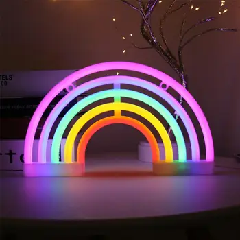 Curcubeu drăguț Neon LED Curcubeu de Lumină Lampă Pentru Dormitor Decor Decor Rainbow Neon Lampa de Perete Decor de Crăciun Tub Neon Bec