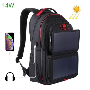 14W Solare Rucsac Casual de Călătorie în aer liber, Calculator, Telefon USB-săculeț pentru Încărcare Solară Designer Bagpack Încărcător Solar Daypacks