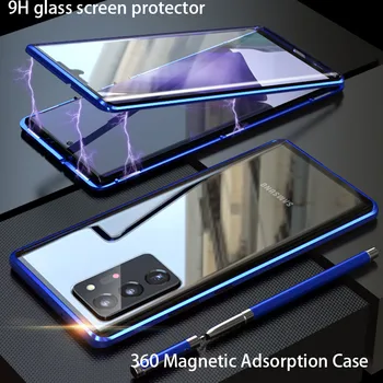 Magnetic Caz Pentru Samsung Galaxy A10 A11 A20 A30 A30S 50 A51 A71 A81A91 Dublă față-Verso Sticlă Călită Complet de Protecție Capac de Telefon