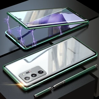 Magnetic Caz Pentru Samsung Galaxy A10 A11 A20 A30 A30S 50 A51 A71 A81A91 Dublă față-Verso Sticlă Călită Complet de Protecție Capac de Telefon