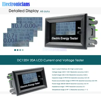 Voltmetru Digital de Tensiune Ampermetru LCD Contor de Curent amperimetro Wattmeter Volt Capacitate Tester Indicator DC, 120V 20A Monitor LCD