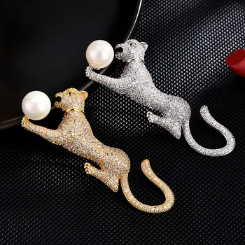 2019 Lux AAA Zircon Leopard Stras Ace de Brosa Vintage Cristal de Animale pentru Femei Broșe Accesorii Bijuterii Insigne Cadou 11290