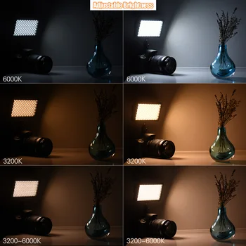 Andoer W228 Photofraphy Iluminat 3200K-6000K Bi-color Estompat Lumina Camera Video cu LED-uri de Lumină + 2 buc Baterii & 1 buc Incarcator