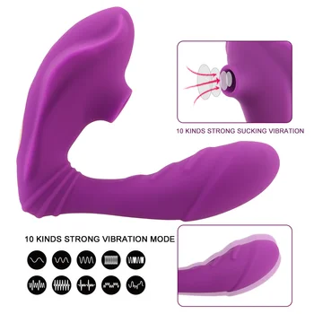 Vibrații dublu Vagin Suge Vibratorul Clitoris Vagin Stimularea punctului G Jucarii Sexuale pentru Femei Biberon Fraier 10 Viteza