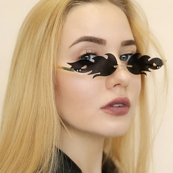 Moda Ochelari fără ramă Forma Flăcării Steampunk Shades ochelari de Soare Pentru Femei Ochelari Elegant Pe O Față Îngustă Obiectiv Clar MM14