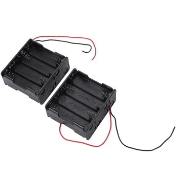 2 buc de Plastic Negru Suport Baterie de Caz w Sârmă pentru 8 x AA Baterii de 12V