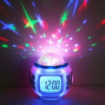 LED Digital Ceas cu Alarmă Snooze Înstelat Stele Stralucitoare Ceas Deșteptător Pentru Copii Camera Copilului Calendar Termometru Lumina de Noapte Proiector