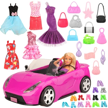 Cel mai nou manual rece 26 de articole/set Accesorii papusa = 5 haine+10 aleatoare alege genti pantofi+1 păpușă jucărie mașină Pentru masina Barbie cel Mai frumos Cadou