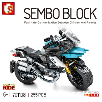 SEMBO BLOC de Masina de Curse Blocuri Mini Masina cu Motor Jucarii Motociclete Model de Serie Băiat de Învățământ Bloc Motor Cărămizi Copii Cadou