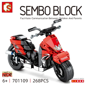 SEMBO BLOC de Masina de Curse Blocuri Mini Masina cu Motor Jucarii Motociclete Model de Serie Băiat de Învățământ Bloc Motor Cărămizi Copii Cadou