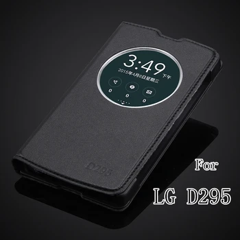 De lux caz flip Pentru LG L Fino D295 D290N Cerc Clar Fereastra din piele Piele caz Acoperire telefon mobil toc