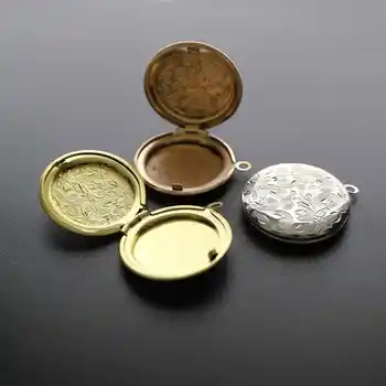 26MM Flori Gravate Rotund din Oțel Inoxidabil Foto Medalion Pandantiv Farmec Bijuterii DIY Consumabile Constatările 1114004
