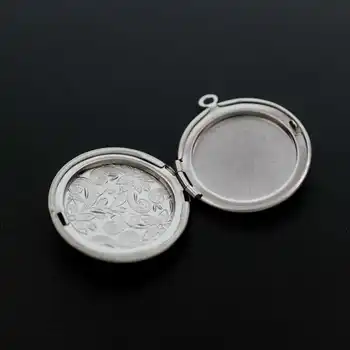 26MM Flori Gravate Rotund din Oțel Inoxidabil Foto Medalion Pandantiv Farmec Bijuterii DIY Consumabile Constatările 1114004