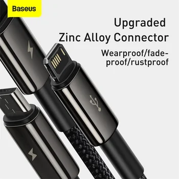 Baseus 3 în 1 Tip C Cablu Pentru Xiaomi Samsung Huawei Încărcare Rapidă USB Cablu Pentru iPhone 12 de Date Micro USB Cablul de Sârmă Cabluri Telefonice