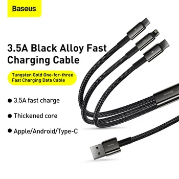 Baseus 3 în 1 Tip C Cablu Pentru Xiaomi Samsung Huawei Încărcare Rapidă USB Cablu Pentru iPhone 12 de Date Micro USB Cablul de Sârmă Cabluri Telefonice