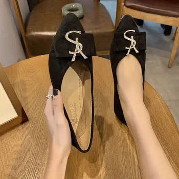Pantofi noi Femeie de Primăvară pentru Femei de Moda de Îmbinare Apartamente de Culoare de Moda a Subliniat Deget de la picior de Balerină Balet Plat Alunecare pe Pantofi Casual 11495